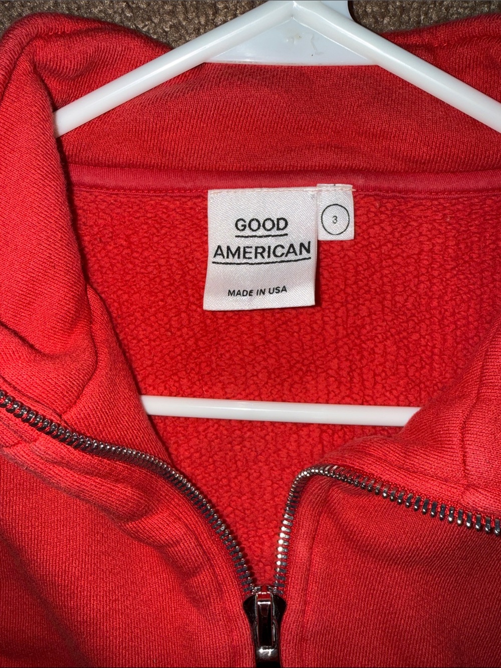 Good American Sweatshirt Short Sleeve Red Pullover Size 3 - Picture 2 of 4